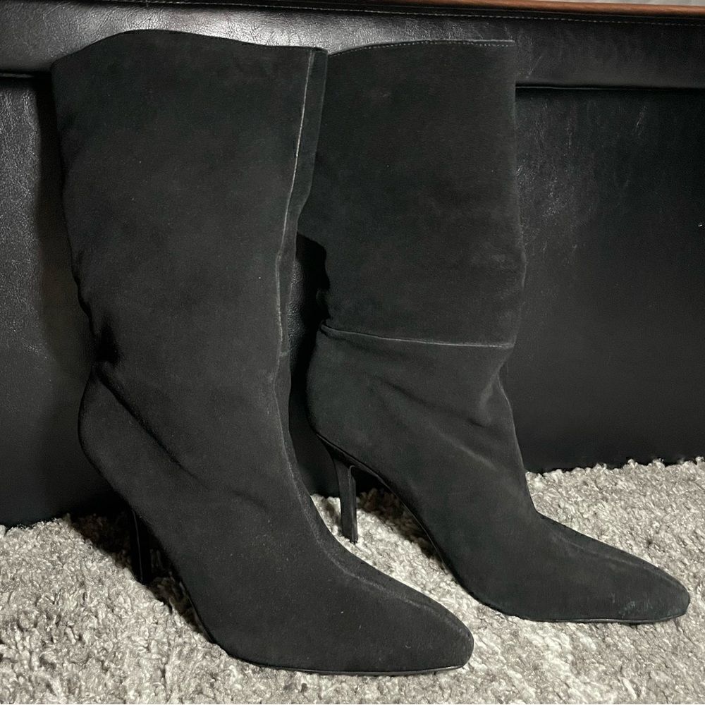NWT Zara Cowboy Split Leather Heeled Boots - Picture 6 of 10